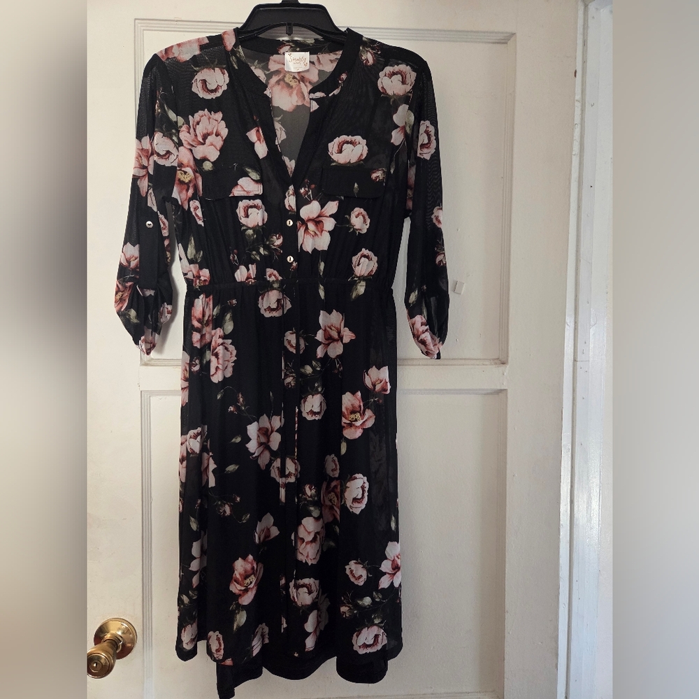 Floral Maternity Black Dress